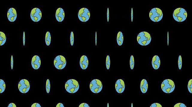 手描き地球が回転するシームレスループ背景動画