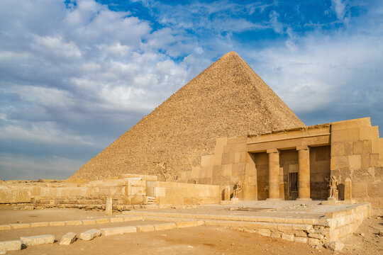Entrance of the Mastaba of Seshemnufer IV with Great Pyramid in Background, Giza, Egypt