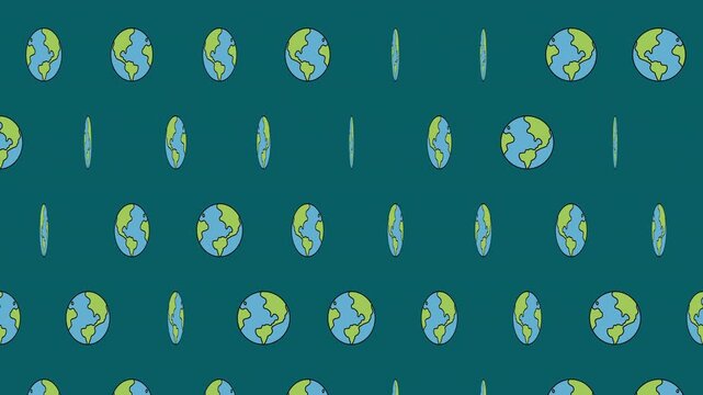 手描き地球が回転するシームレスループ背景動画