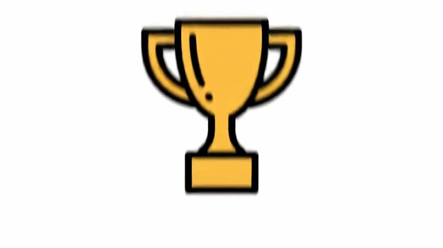Golden trophy cup animation displaying a spinning motion effect for business success presentations and professional corporate award video graphic design