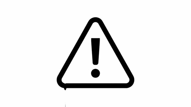 Warning triangle icon animation displaying flashing caution alerts for hazardous digital interface systems in this smooth motion graphic video clip