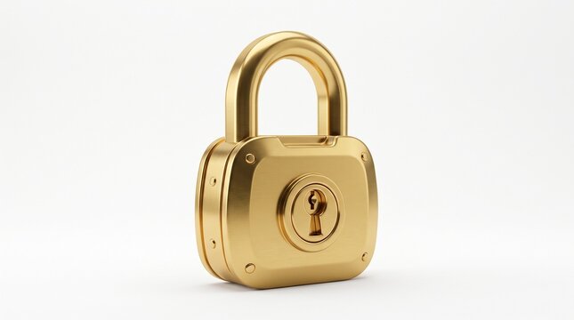 Golden Padlock Icon: A gleaming golden padlock, symbolizing security and protection, stands out against a clean backdrop, representing trust and safety.