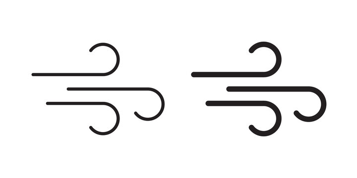 Wind icon flat outline in black