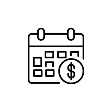 Calendar icon with a dollar sign symbol for financial dates