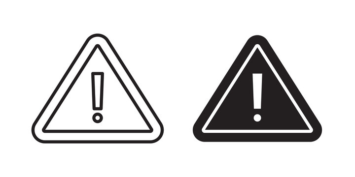 Warning triangle icon flat outline in black
