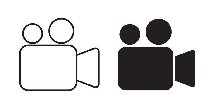Video camera icon flat outline in black