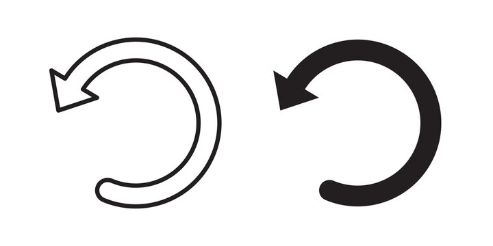 Undo icon flat outline in black