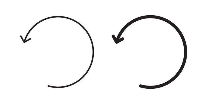 Undo icon flat outline in black
