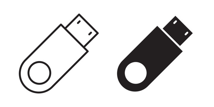 USB pendrive icon flat outline in black