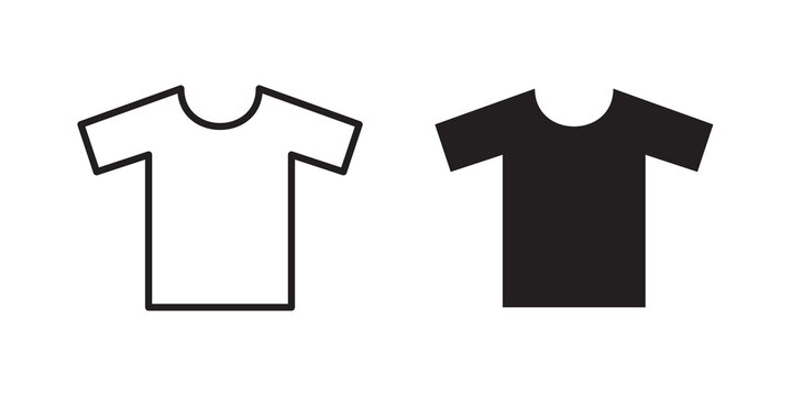 T shirt icon flat outline in black