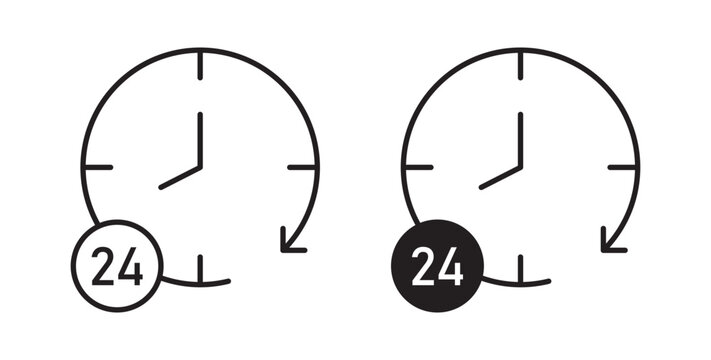 Time twenty four icon flat outline in black