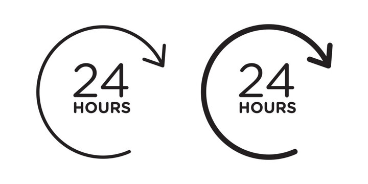 Time twenty four icon flat outline in black