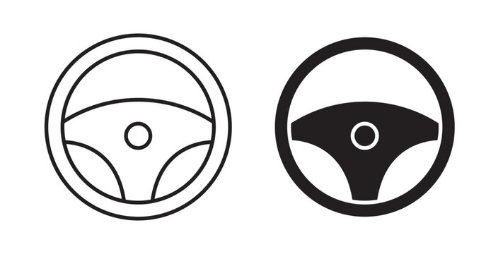 Steering wheel icon flat outline in black