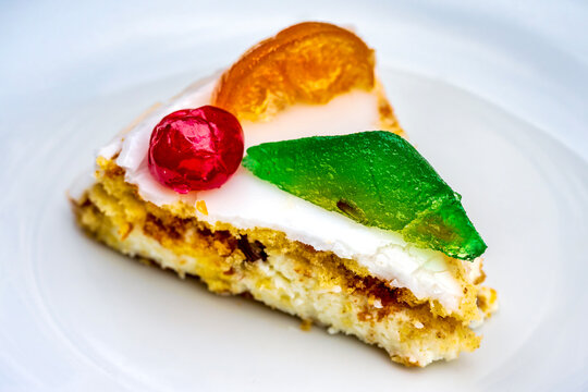 Cassata Siciliana With Candied Fruit On Plate
