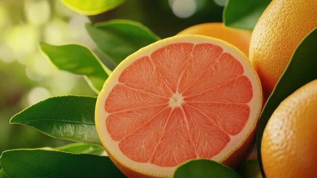Pink Grapefruit on Branch