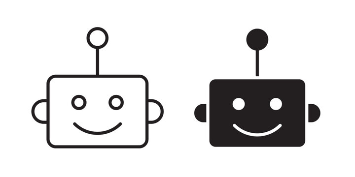 Robo icon flat outline in black