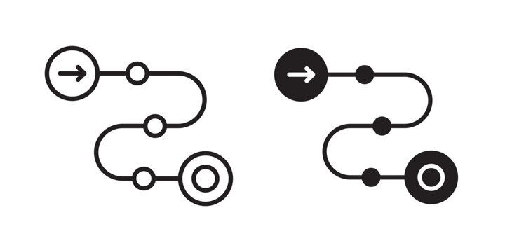 Roadmap icon flat outline in black