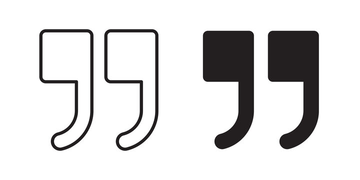 Quote right icon flat outline in black