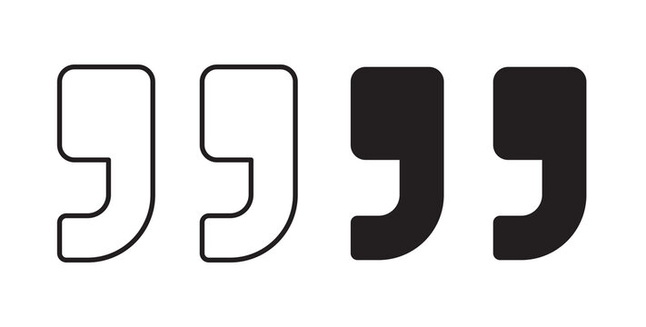 Quote right icon flat outline in black