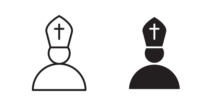 Pope icon flat outline in black