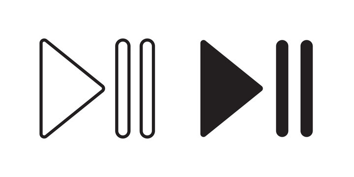 Play pause icon flat outline in black