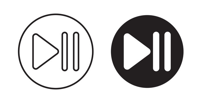 Play pause icon flat outline in black