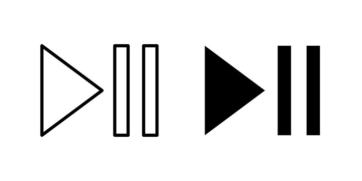 Play pause icon flat outline in black