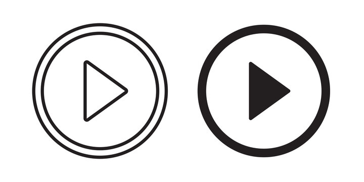 Play icon flat outline in black