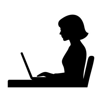 silhouette vector Person at desk / Laptop