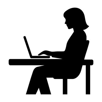 silhouette vector Person at desk / Laptop
