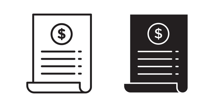 Payroll icon flat outline in black