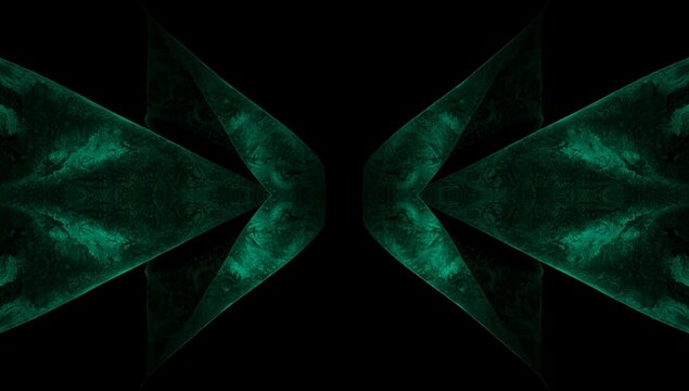 Geometric Green Arrow Shapes on Black Background