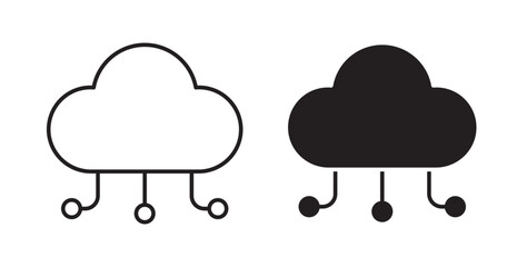 Obraz premium Network cloud icon flat outline in black