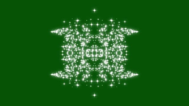 Luxury white glitter sparkle stars line animation with twinkling shine particles, cartoon doodle sparkles, seamless shiny transition overlay on green background, magic dust, pixie dust path, 4k