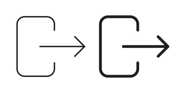 Logout icon flat outline in black