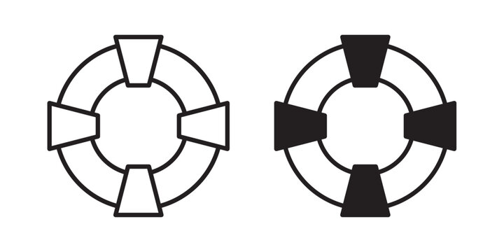 Lifebuoy icon flat outline in black