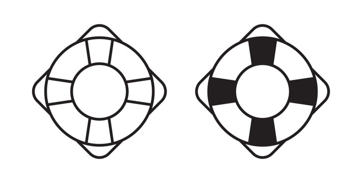 Lifebuoy icon flat outline in black