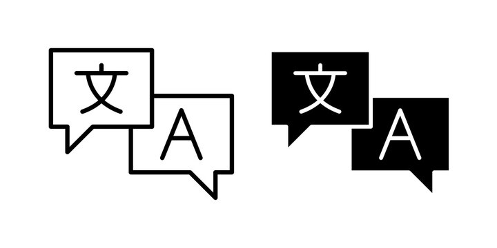Language icon flat outline in black