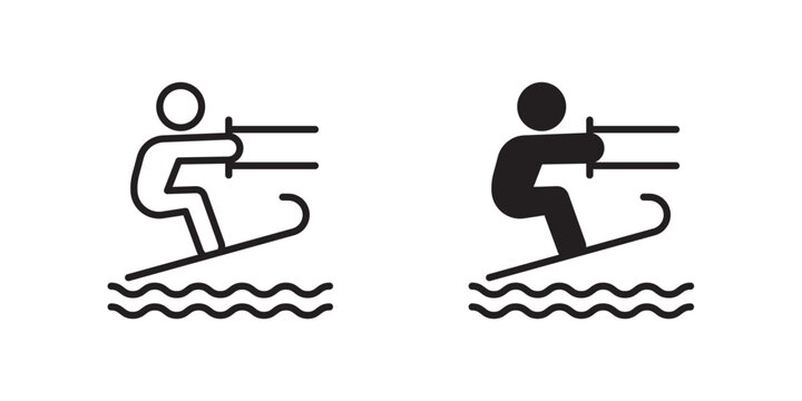 Kitesurf sign flat outline in black