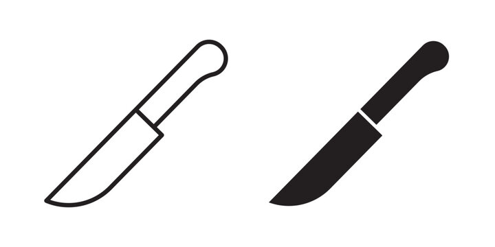 Kitchen knife icon flat outline in black