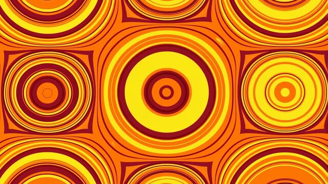 Concentric circular patterns shift and morph across a retro geometric abstract background. Title sequences, event screen graphics, and social media.