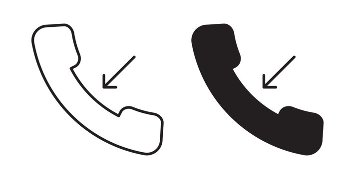 Incoming Call icon flat outline in black