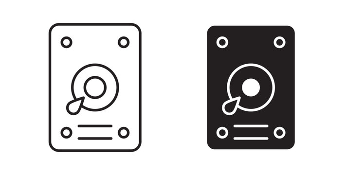 Hard Disk icon flat outline in black