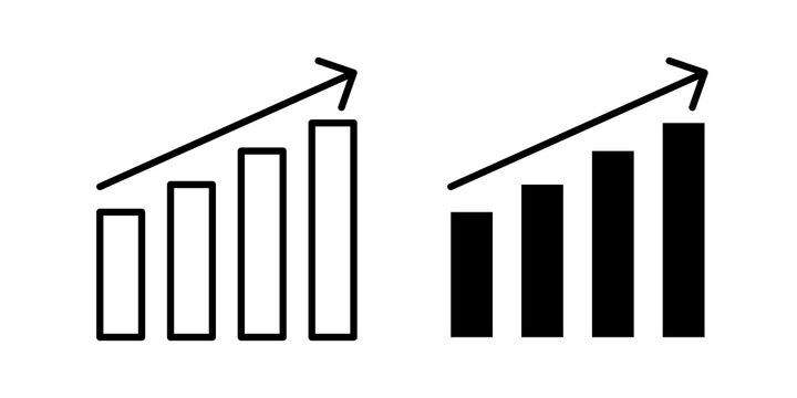Growth chart icon flat outline in black
