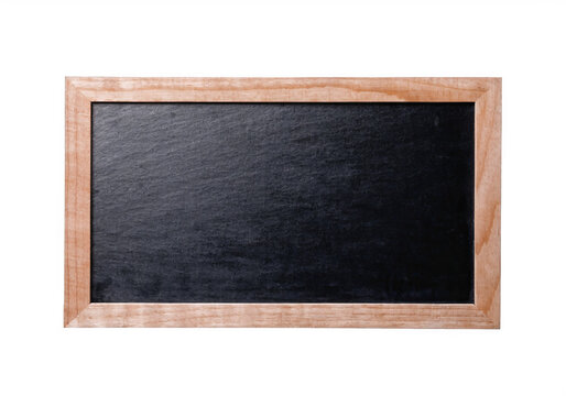 Rectangle chalkboard sign with wooden frame border isolated on a transparent background.