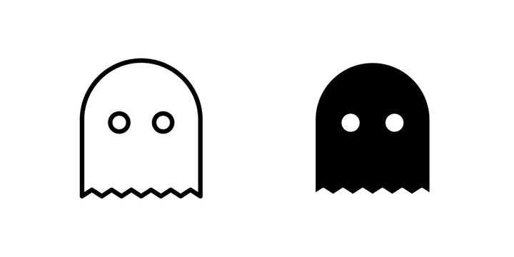 Ghost icon flat outline in black