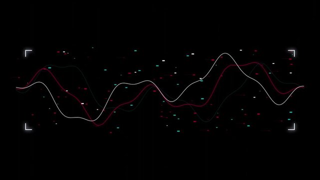 Dynamic Audio Waveform Visualization on Dark Background with Glowing Digital Particle Data Flow Motio