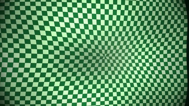 Green Checkerboard Pattern Distorting with Cinematic Motion