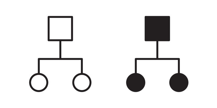 Flowchart icon flat outline in black