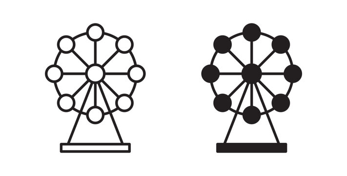 Ferris wheel icon flat outline in black